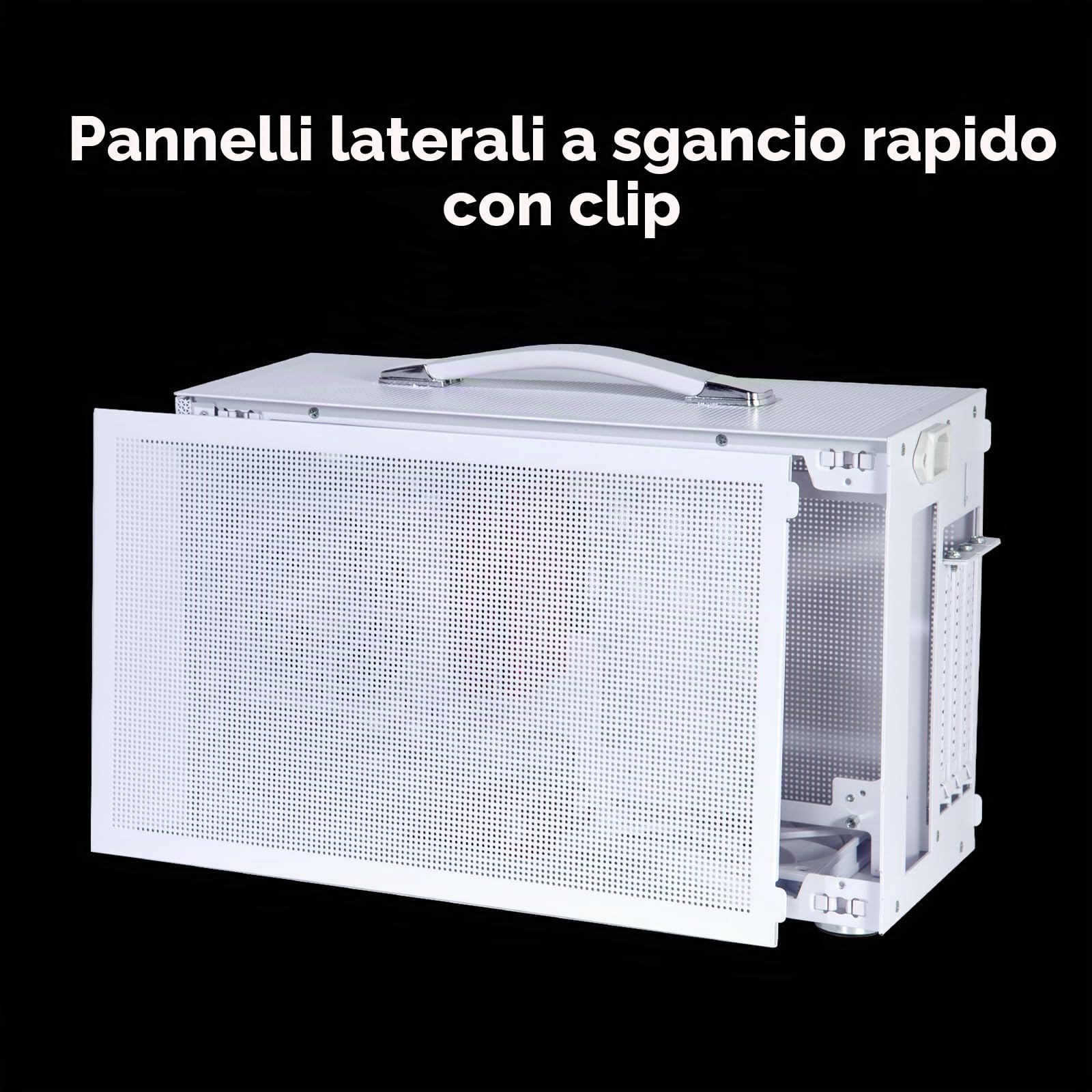 CPS K101 MESH GY, ITX PC Case Supporta Scheda Madre ITX, PSU SFX, Altezza Massima Dissipatore CPU 68mm, Compatibile con Scheda Grafica a 3 Slot Lunghezza Massima 340mm, include Cavo PCI-E 4.0, Bianco