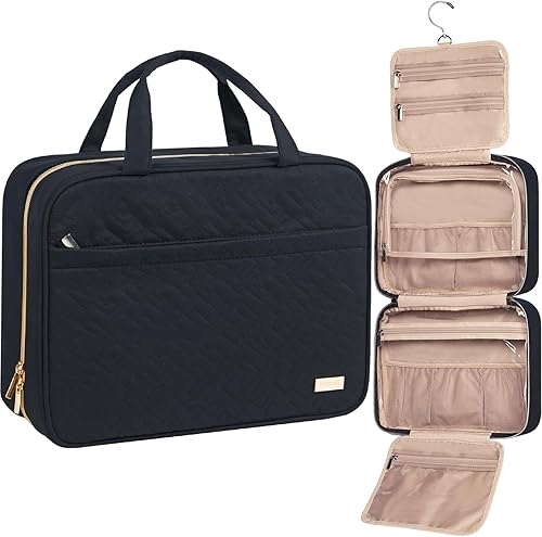 Miniatura 18 de NISHEL Neceser de viaje para mujer, organizador colgante y portátil para champú de tamaño completo, acondicionador, juego de cepillos y accesorios