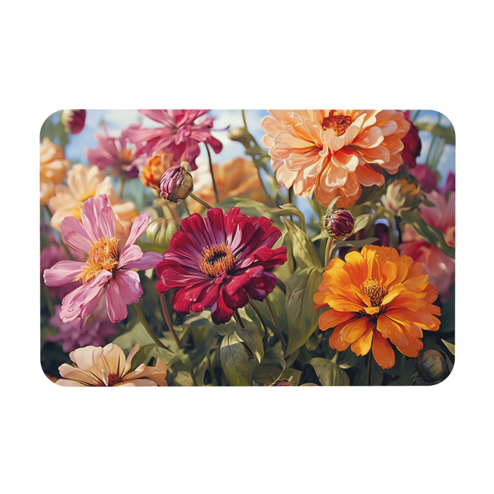 Tapis de douche antidérapant et super absorbant en terre de diatomée lavable fleurie