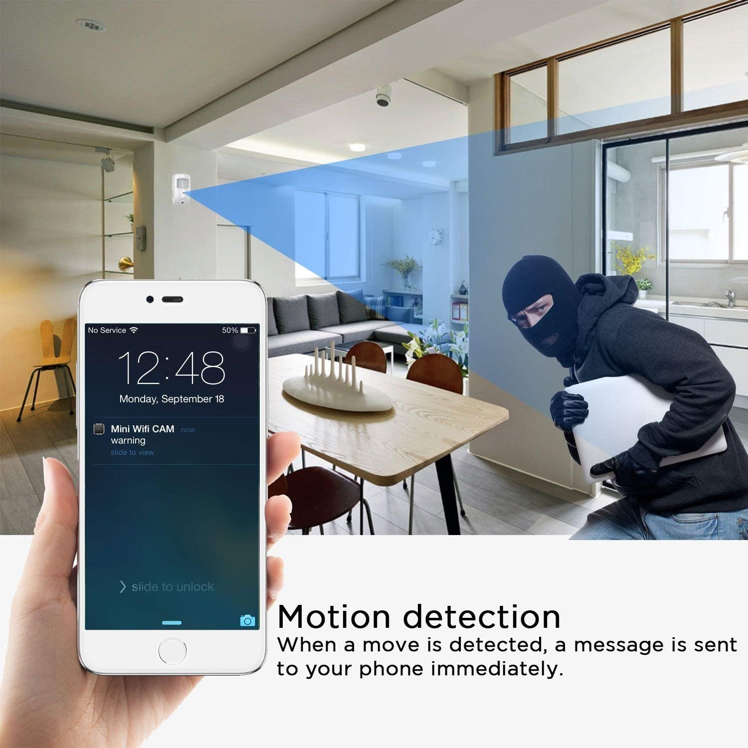 Wireless Hidden Camera, Conbrov Wifi 720P Motion Activated IP Camera with 30ft Night Vision Range, Mini Spy Cam for Home and Office