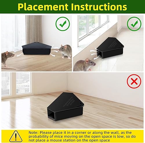 Miniatura 5 de 8 piezas de estación de cebo para ratones con llaves para interior y exterior para ratas, ratones y roedores, bloques de cebo para envenenamiento de