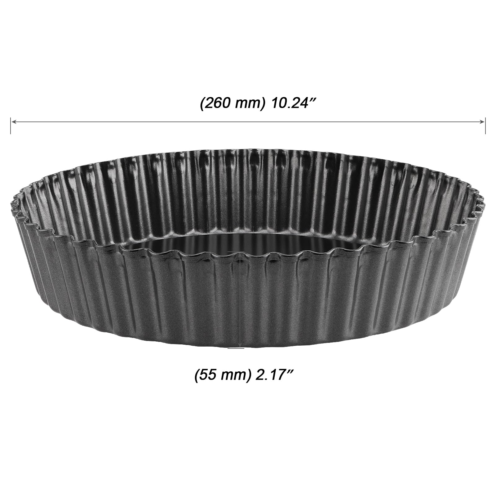 MOUYAT Confezione da 3 teglie per quiche da 25,4 cm, profondità 26 cm, con fondo sciolto, rotonde antiaderenti, per torte, torta, torta