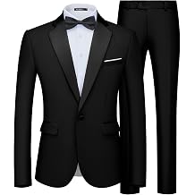 WULFUL Mens 2 Piece Slim Fit Suit Set One Button Blazer Jacket Pants Tuxedo Set for Prom, Wedding and Business