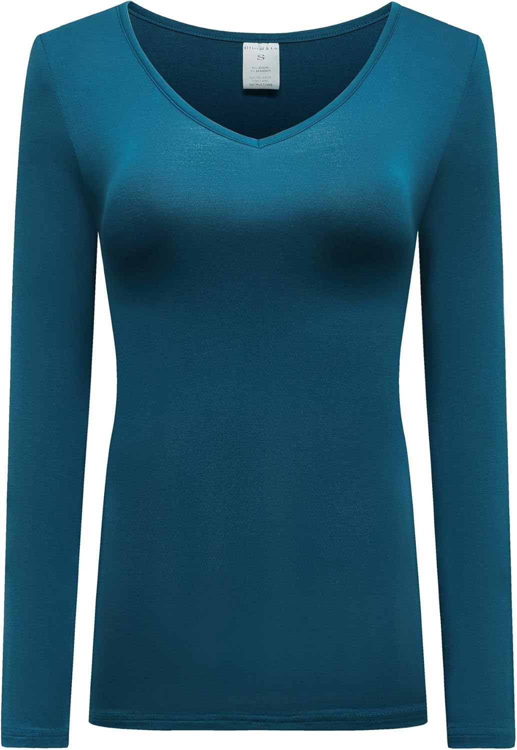 OThread & Co. Women's Long Sleeve T-Shirt V-Neck Basic Layer Stretchy Shirts