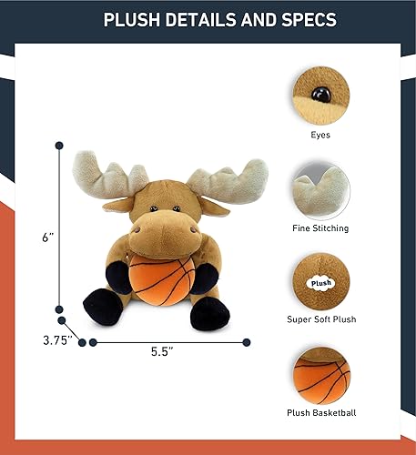 Miniatura 3 de DolliBu Animal de peluche de alce con peluche de baloncesto, alce suave y abrazable, adorable juguete de peluche de alce, muñeca de peluche