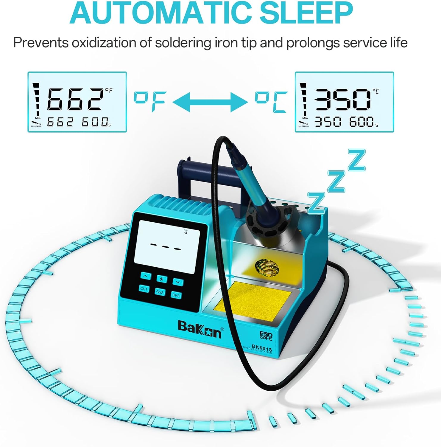 Automatic sleep mode with F and C conversion display