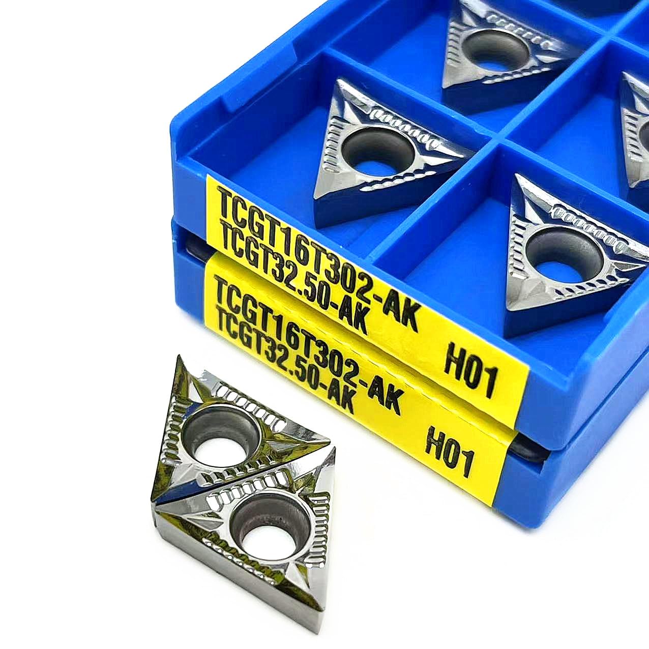 JALYKA 10 Uds Herramienta de torneado de ranurado Exterior CNC TCGT16T304 AK H01 Herramienta de Torno de Metal Inserto de carburo de aleación Dura Fresa TCGT 16T308 (Color : TCGT16T302-AK H01)