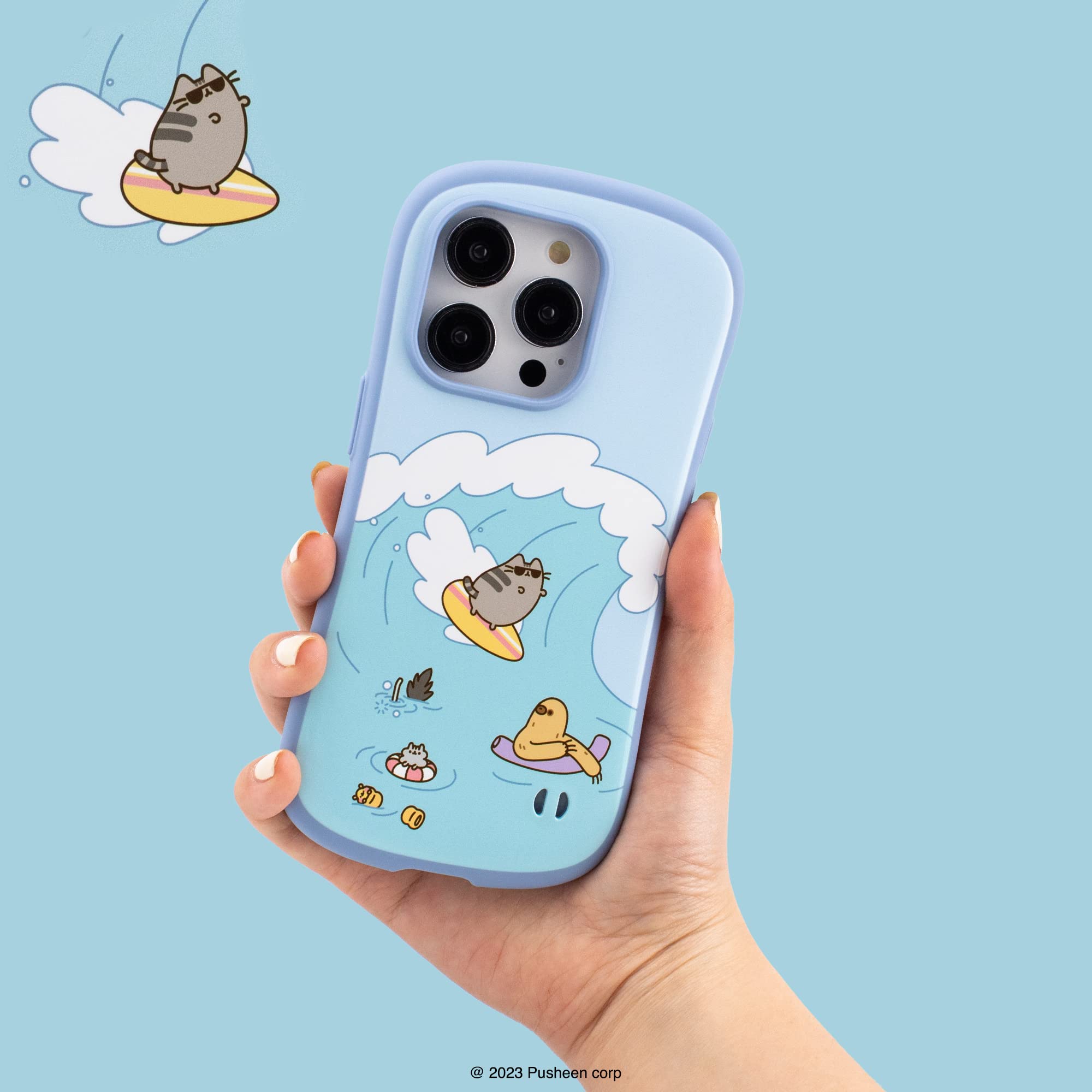 iFace Coque pour iPhone 14 Pro (6,1") Pusheen Première Classe Case - Mignon Antichoc Double Couche [Coque Rigide + Bumper] Coque de Protection pour Téléphone - Été