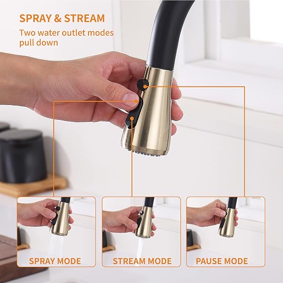Touchless Kitchen Faucet with Pull Down Sprayer, Motion Sensor Kitchen Faucet with Kitchen Soap Dispenser, Single Handle High Arc Pull Out Faucet for Kitchen Sink RV Kitchen,Black and Polished Chrome