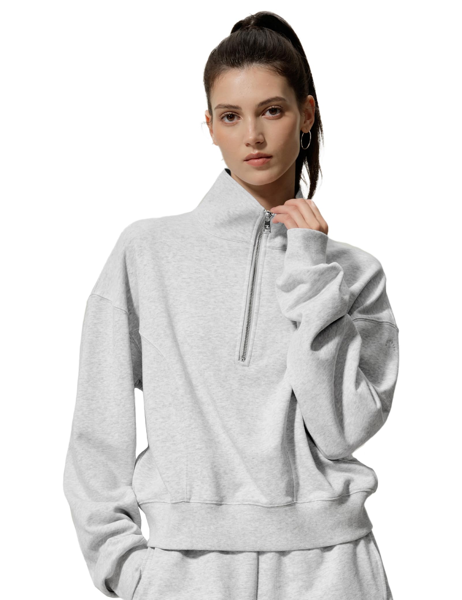 LilySilk Damen Seide silkerry Strick Pullover halbzip Oversized