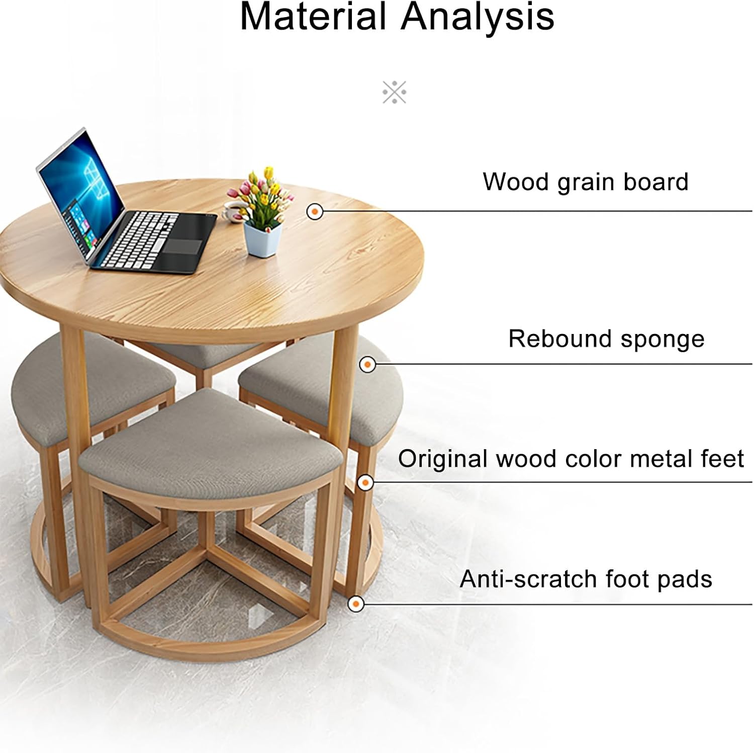 オフィスの受付、ビジネス交渉、ダイニングミーティングに最適なモダンなブルーのラウンドテーブルセット(Black a) YHWKGZ 交渉用レセプション テーブルと椅子、4人用円形ダイニングテーブルと椅子セット、小さな会議室テーブル、円形家具テーブルと椅 YVYKFZD ...