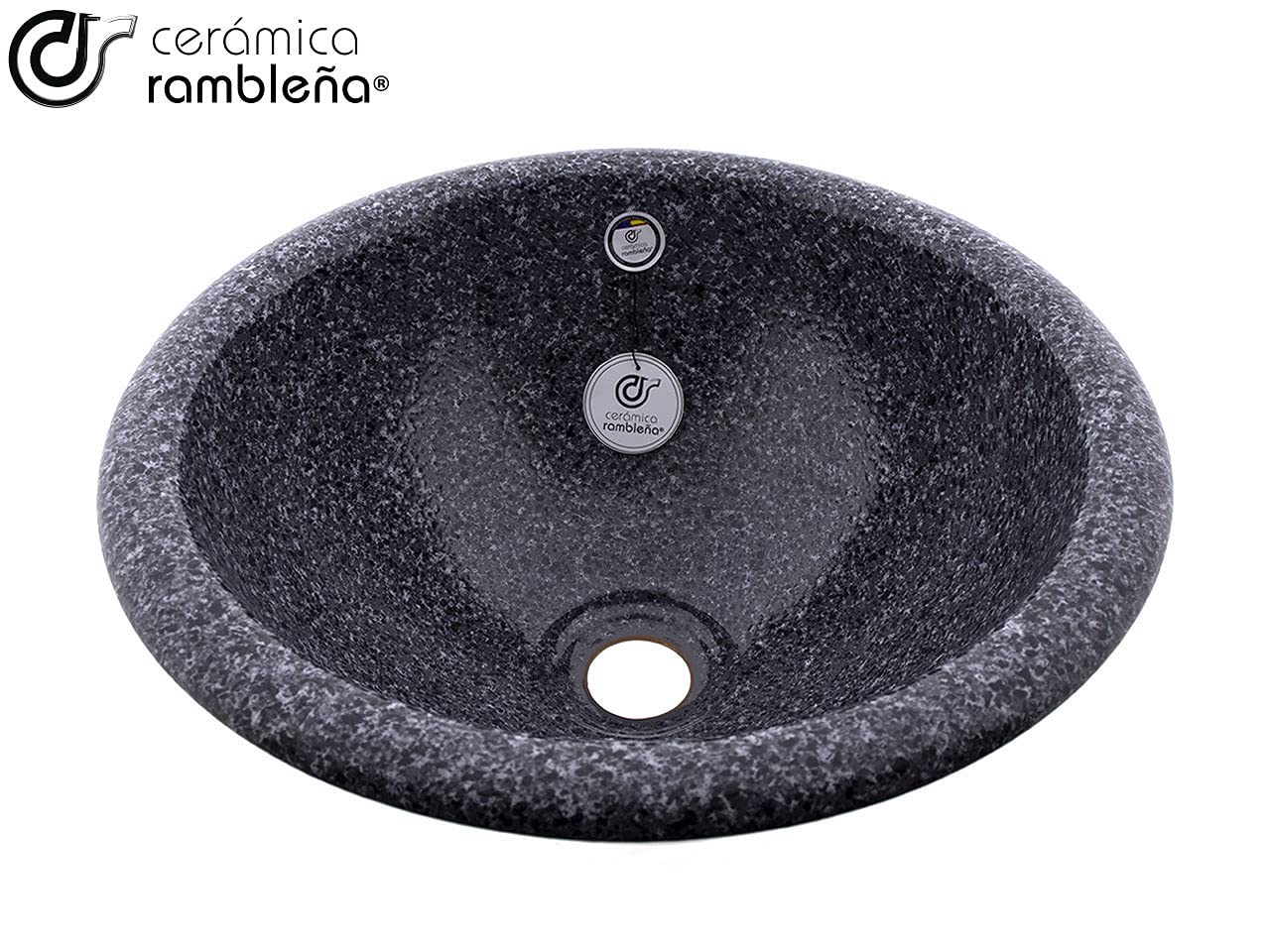 CERÁMICA RAMBLEÑA | Lavabo sobre encimera | Lavabo pequeño | lavabos Redondos | Lavabo encimera | Lavabo suspendido | Modelo 03 | 41x41x18 cm