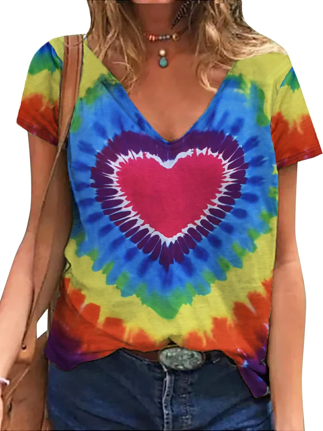 Pride Shirt for Women Rainbow Graphic T-Shirt LGBT Equality Tee Summer Short Sleeve V Neck Tops