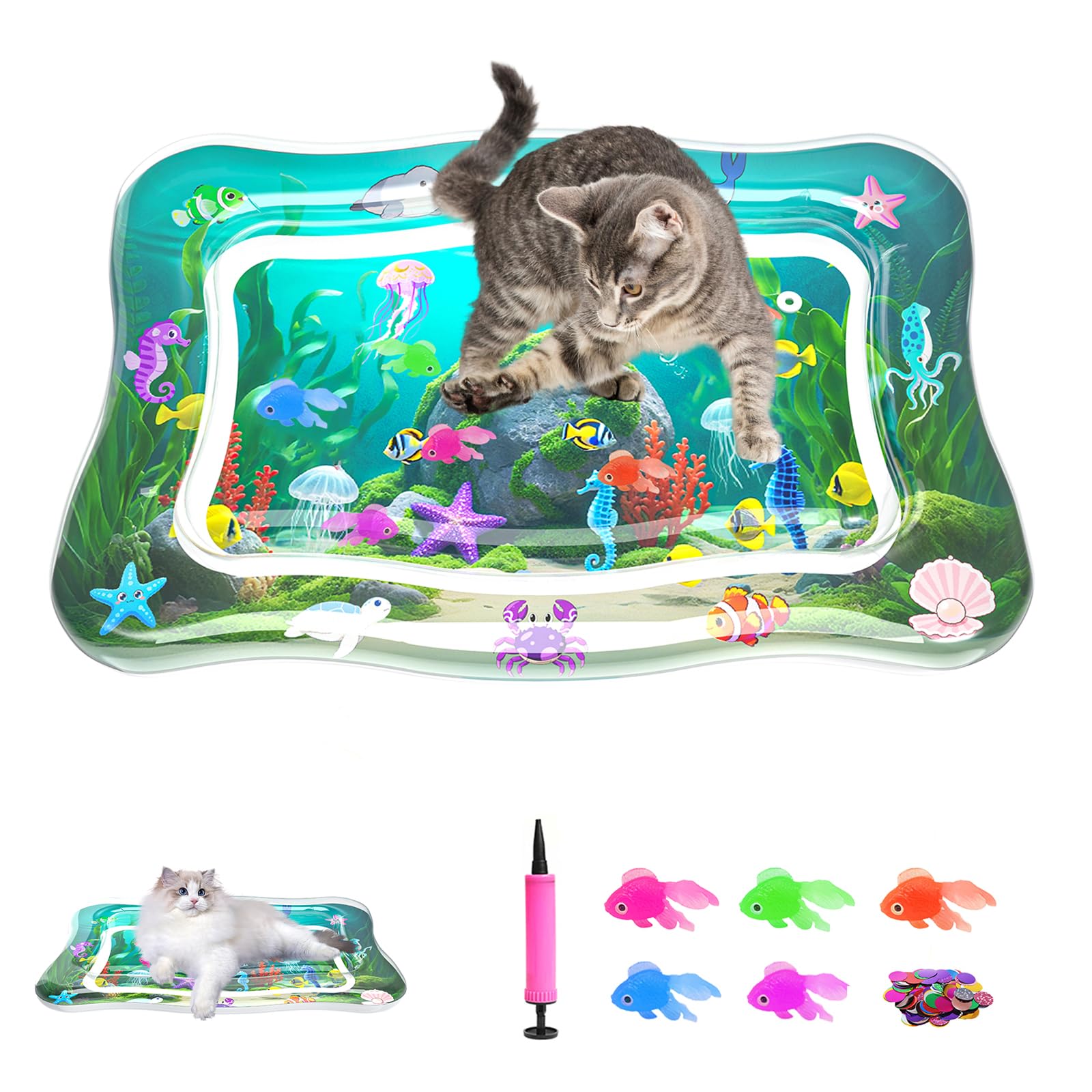 Jouet interactif pour chat tapis d'eau poisson coussin refroidissement intérieur