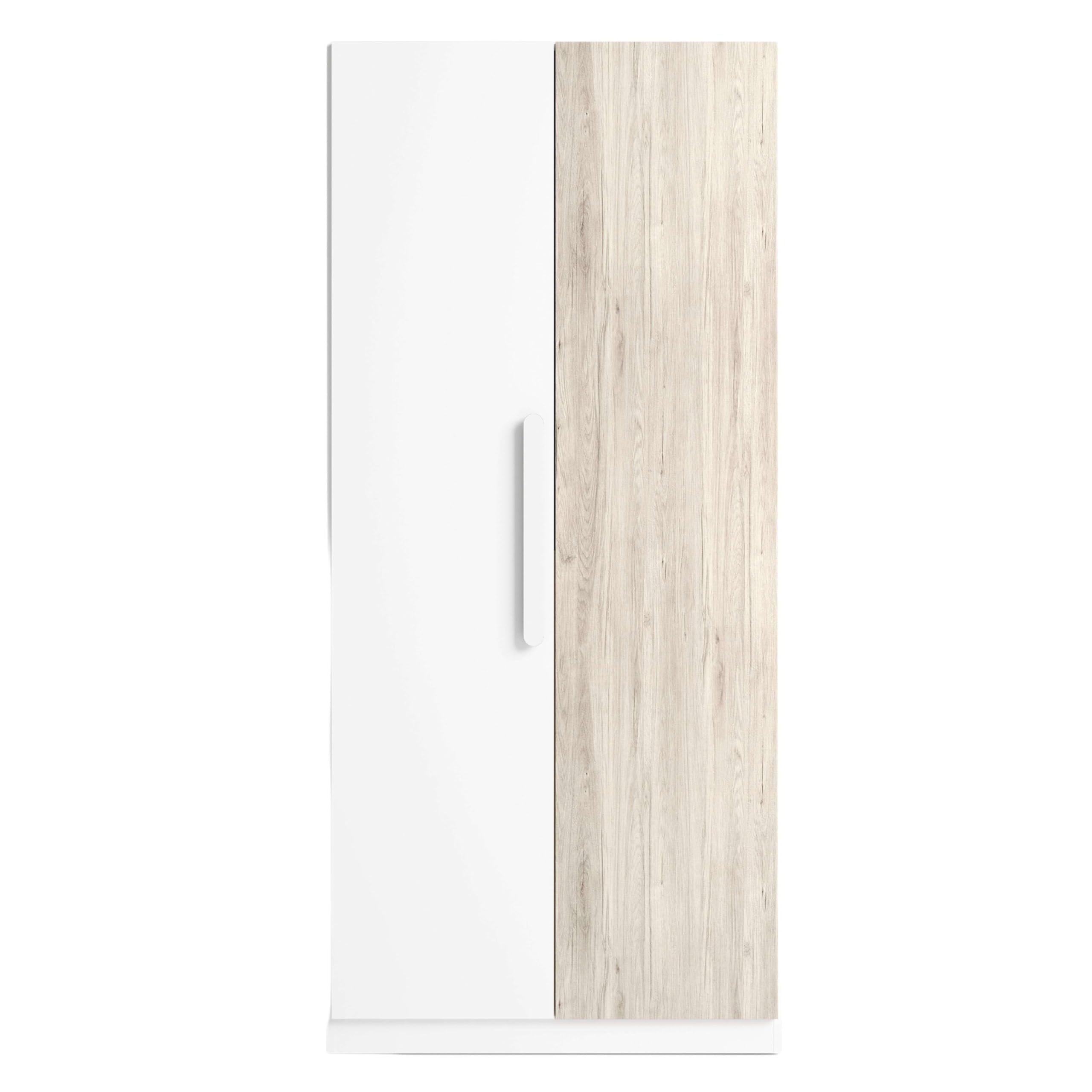 Miroytengo Mueble Armario para Habitación Dormitorio Juvenil Estelle Estilo Nórdico en Color Blanco Mate y Roble Sahara con 2 Puertas 90x200 cm