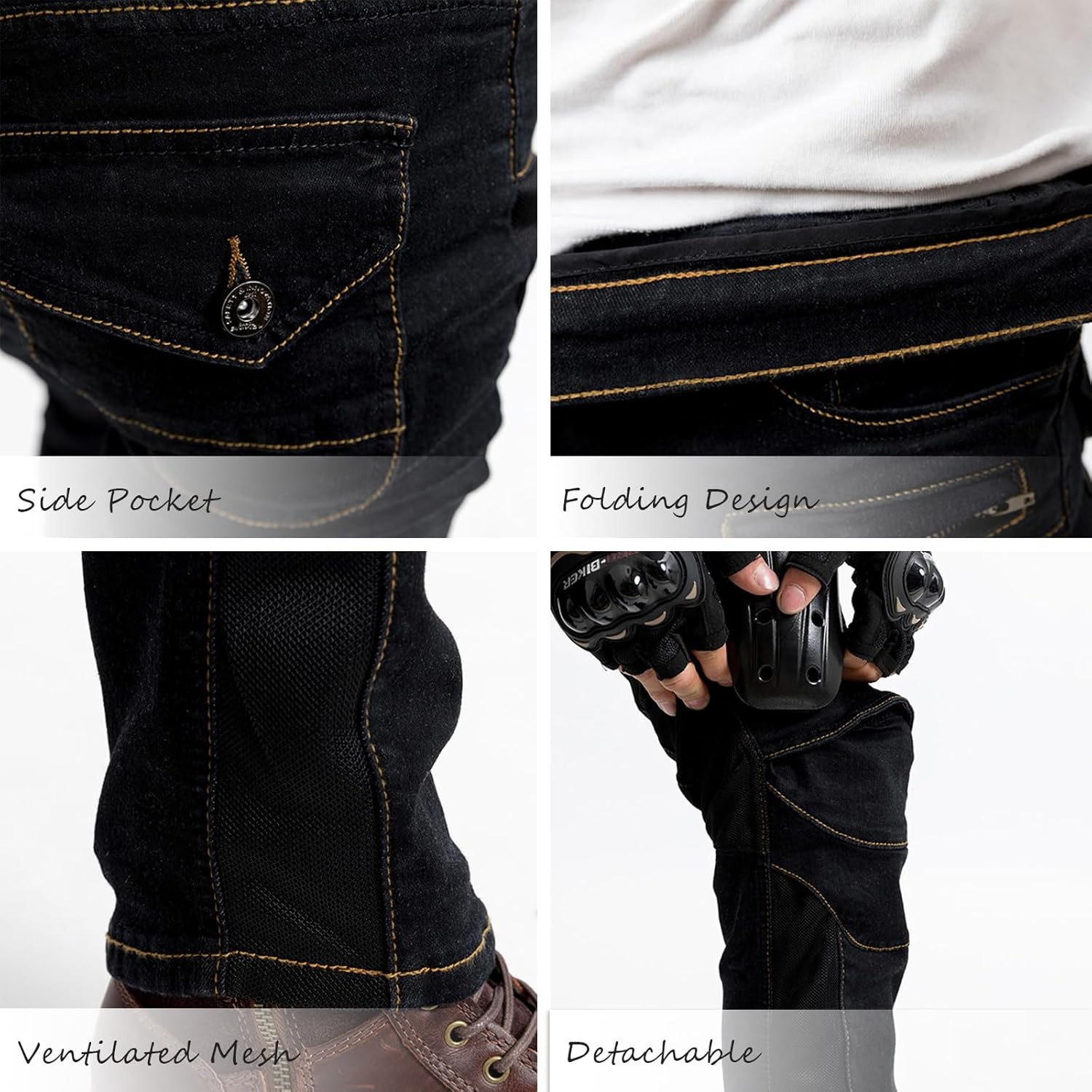 LOMENG Mesh Motorcycle Riding Pants Armored Breathable Motorbike Motocross Jeans with CE2 Armor Versatile Riding Trousers - Image 4