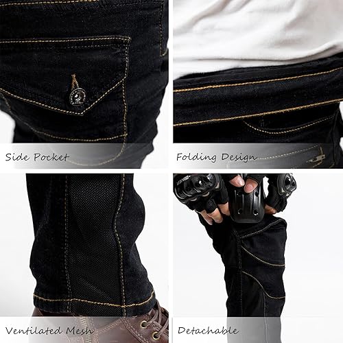 Miniatura 4 de LOMENG Pantalones de motocicleta de verano, transpirables, para motocicletas, motocross, pantalones de ciclismo con CE rodilla cadera extraíble