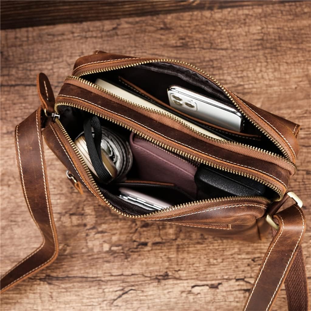 Leather Messenger Bag Vintage Cross Body Men's Bag Business Casual Bag Leather Shoulder Bag