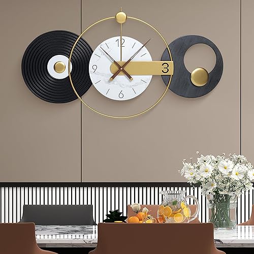 Reloj de pared moderno de 36 x 20 pulgadas, funciona con pilas, reloj analógico decorativo silencioso sin tictac para sala de estar, cocina,