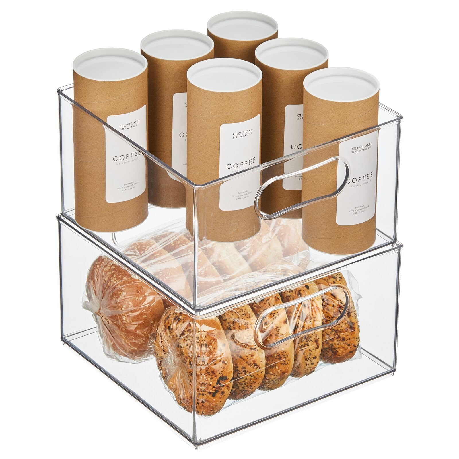 mDesign Kühlschrankbox – Kunststoffkiste für Obst, Konserven, Medikamente und vieles mehr – große Aufbewahrungsbox aus robustem Kunststoff für Küche und Speisekammer – 2er-Set – durchsichtig