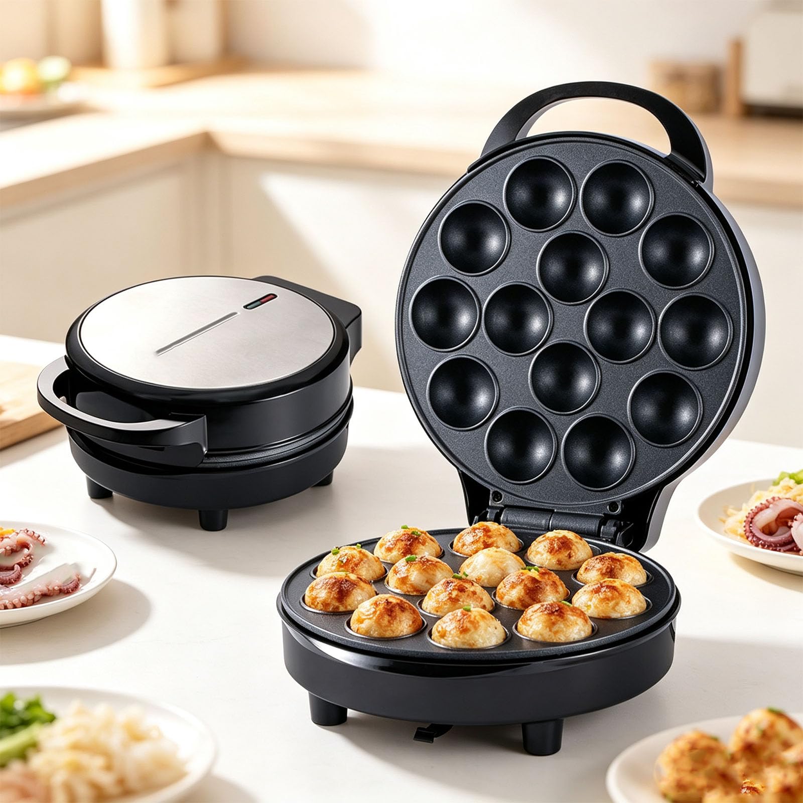 Macchina Elettrica per Cupcake da 750 W, con 14 Fori E Rivestimento Antiaderente, Riscaldamento su Entrambi I Lati, Compatta E Portatile, Ideale per Torte di Compleanno, Snack E Dessert.