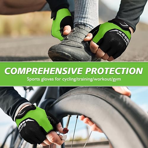 Miniatura 2 de Guantes de ciclismo con almohadilla absorbente de golpes, agarre extra, ajuste flexible, peso ligero, transpirable para hombres y mujeres ciclismo