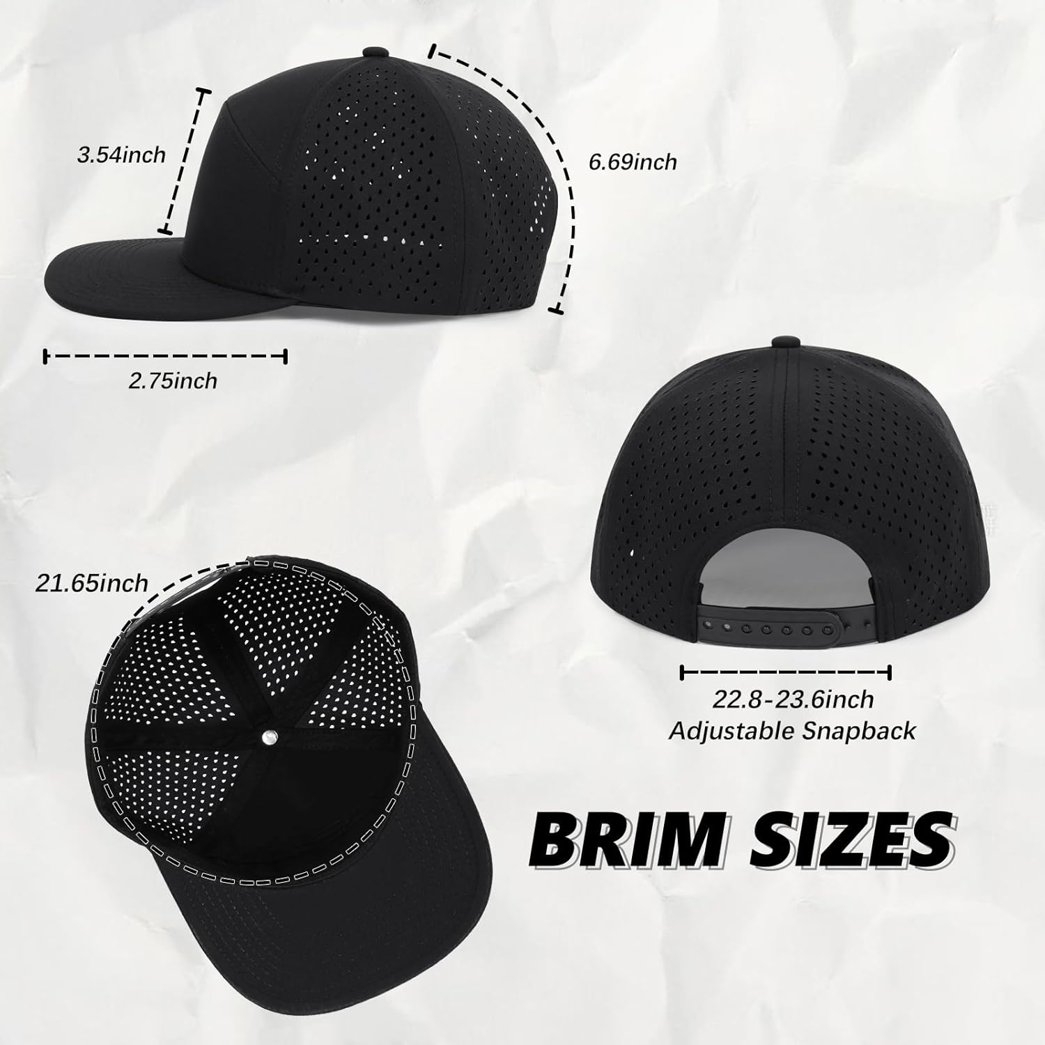 Quick Dry Baseball Cap Flat Brim Snapback Hat Sun and Rain Protection Golf Hat for Men Women - Image 6