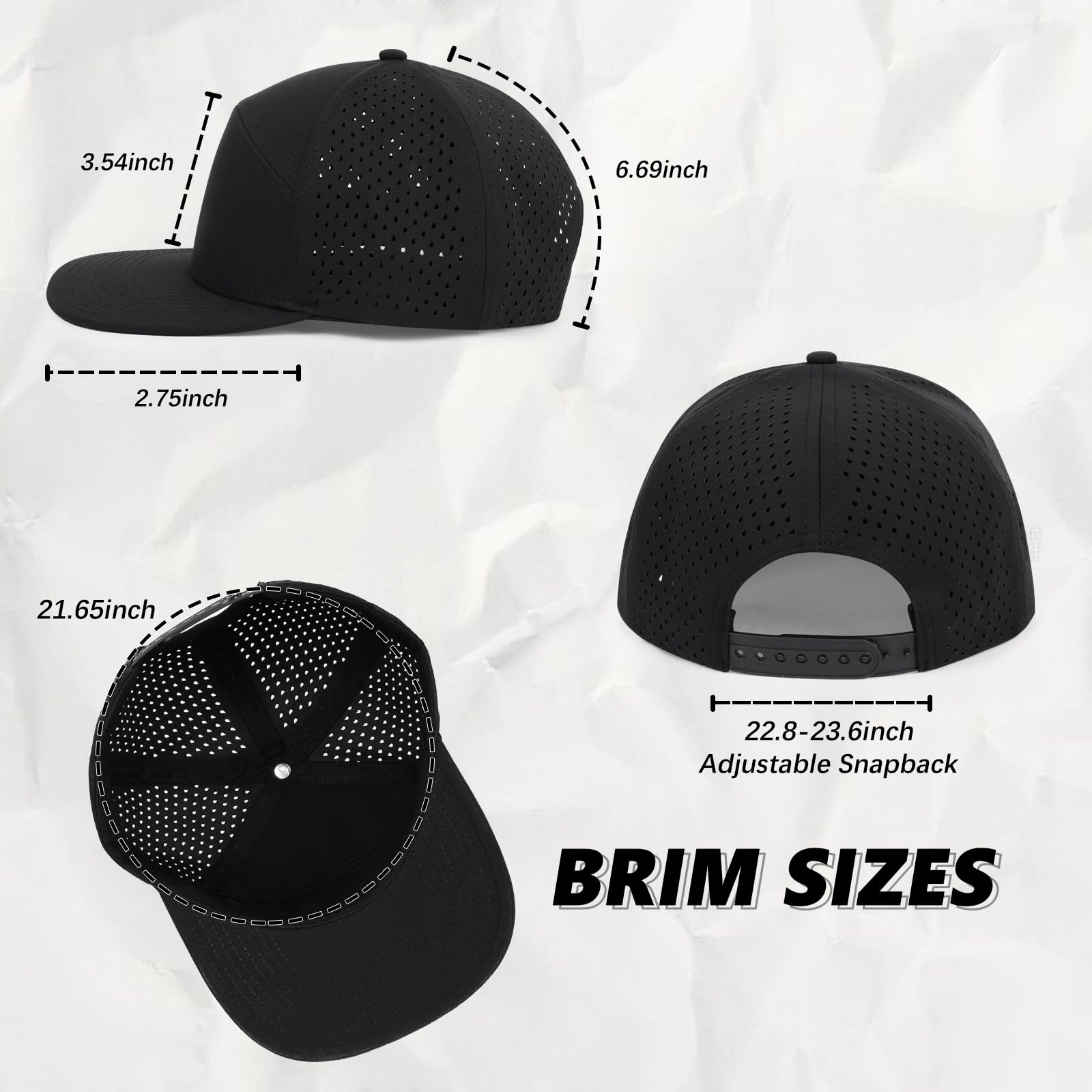 Casquette de baseball à séchage rapide à bord plat Snapback Chapeau de protection contre le soleil et la pluie Chapeau de golf pour homme et femme