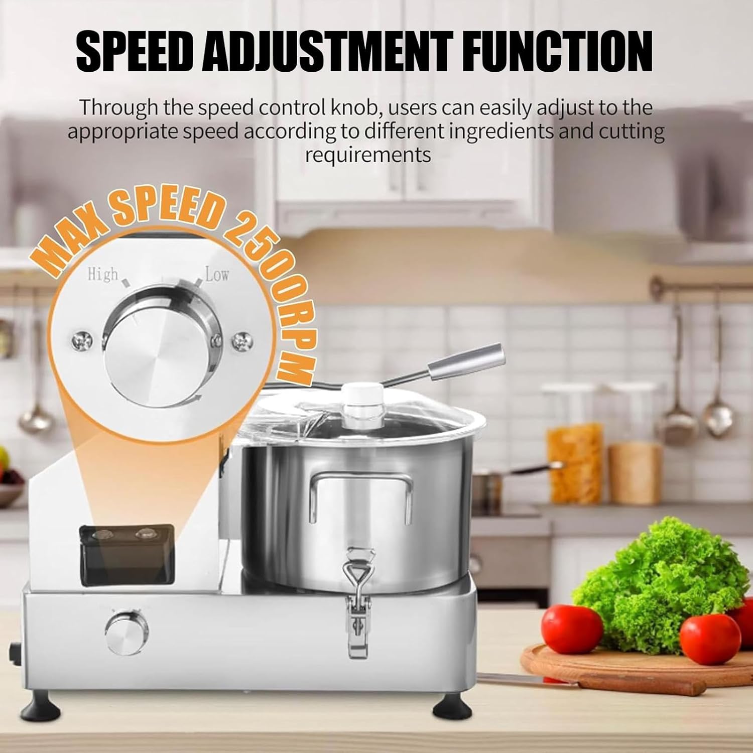 6L/9L/12L Commercial Food Processor Electric Meat & Vegetable Chopper High Efficiency Stainless Steel Multi-Function Cutter for Fruits Nuts Grains Meat Grinder Veggie Cutter Mincer 12L