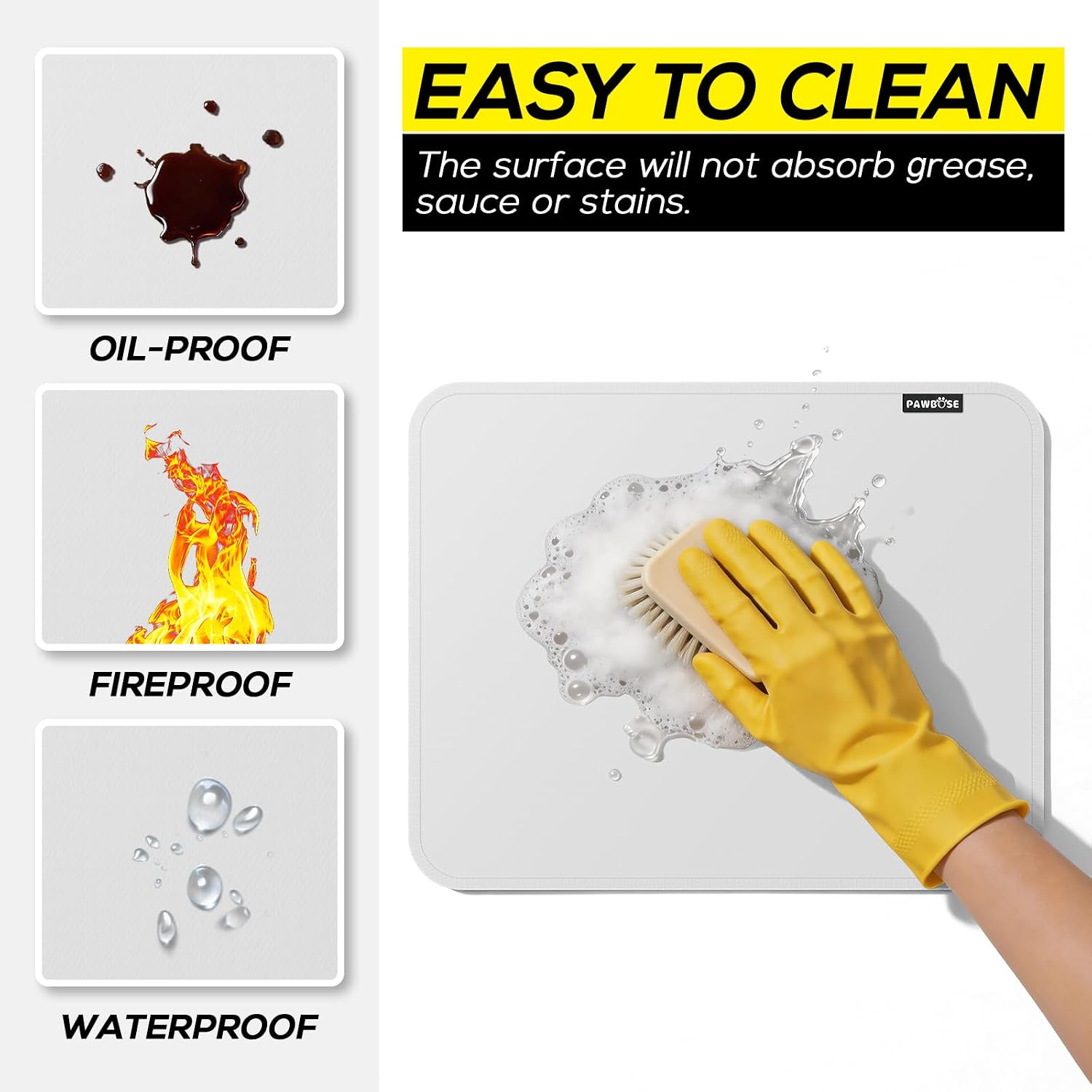 PAWBOSE Heat Resistant Mats for Countertops 15x18 Inch - 1PCS Fireproof Air Fryer Mat, Hot Pad for Ninja, COSORI, Cuisinart, Toaster, Oven & Small Kitchen Appliances - White image 4
