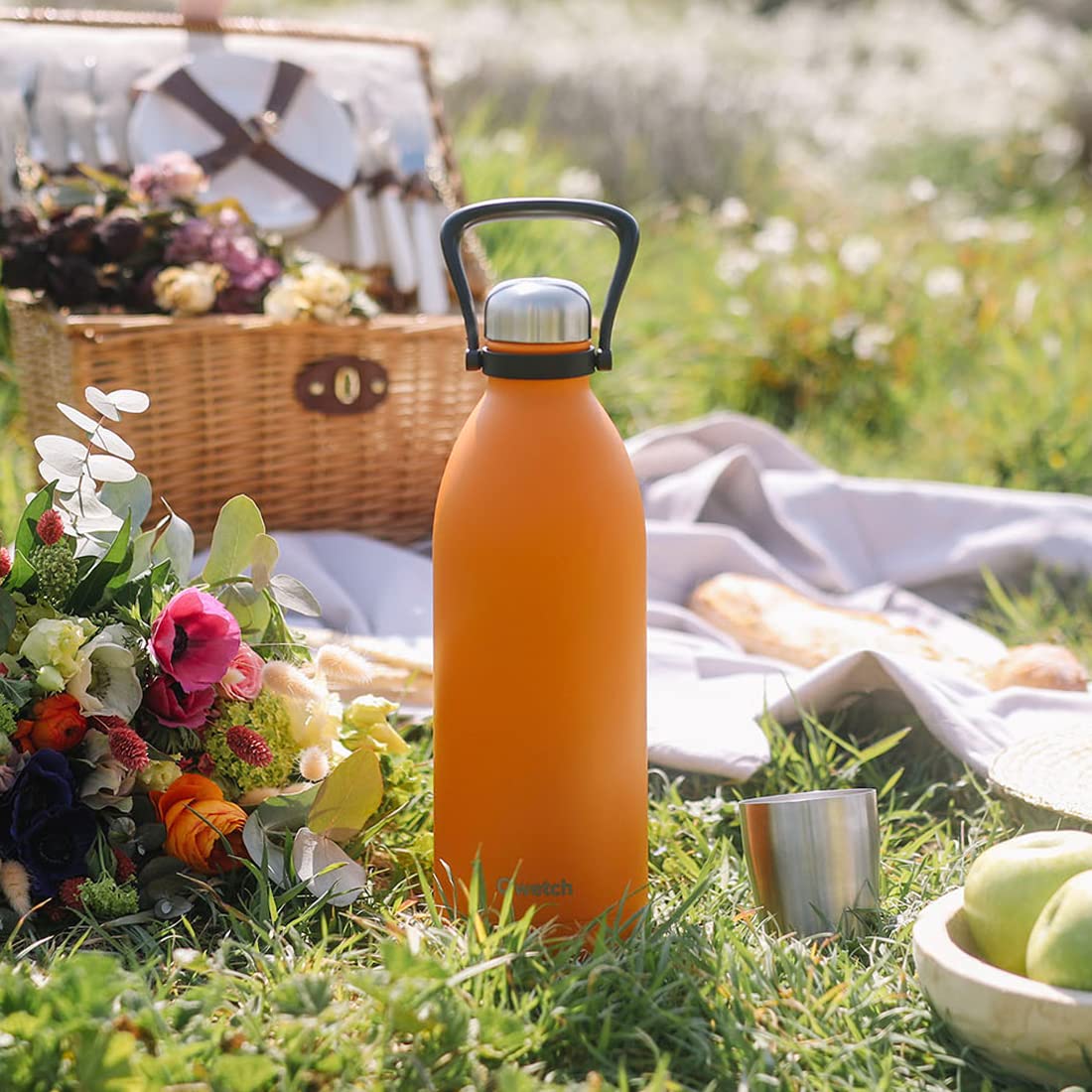 Qwetch - Large Thermos Bottle - Orange 2L - 48 Hours Cold And 16 Hours Hot - Waterproof & BPA Free - Stainless Steel Drinking Bottle With Carry Handle - Insulated Thermos - View #7