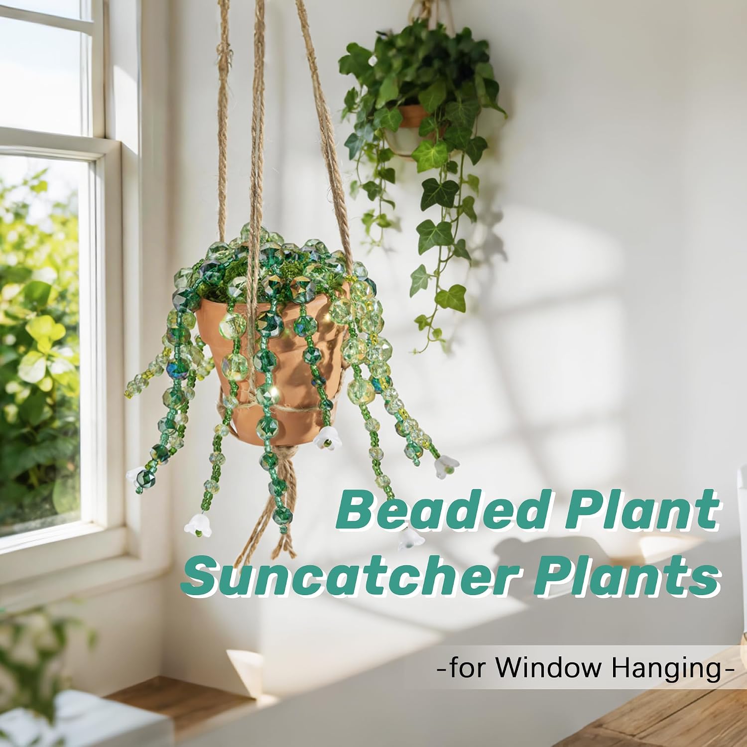 Beaded Plant Suncatcher Glass Beaded Plants Sun Catcher for Window Hanging image 3
