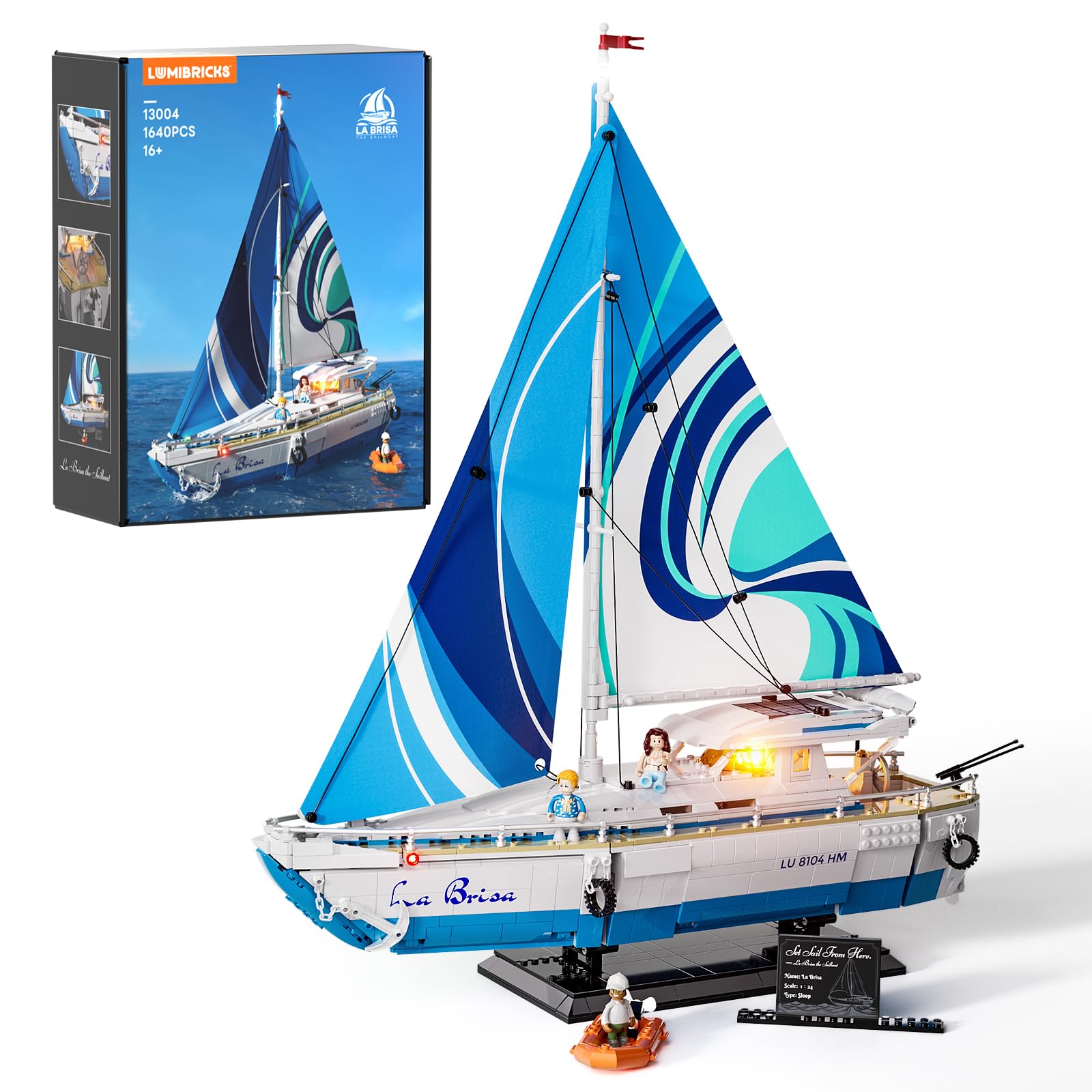 Lumibricks Vacation Series the Sailboat 1640PCS Modular Building Blocks Set, Sailing Boat Brick Building Kit, Modular Ship Model Construction Toy, 3 Minifigures, Gift for Adults & Teens