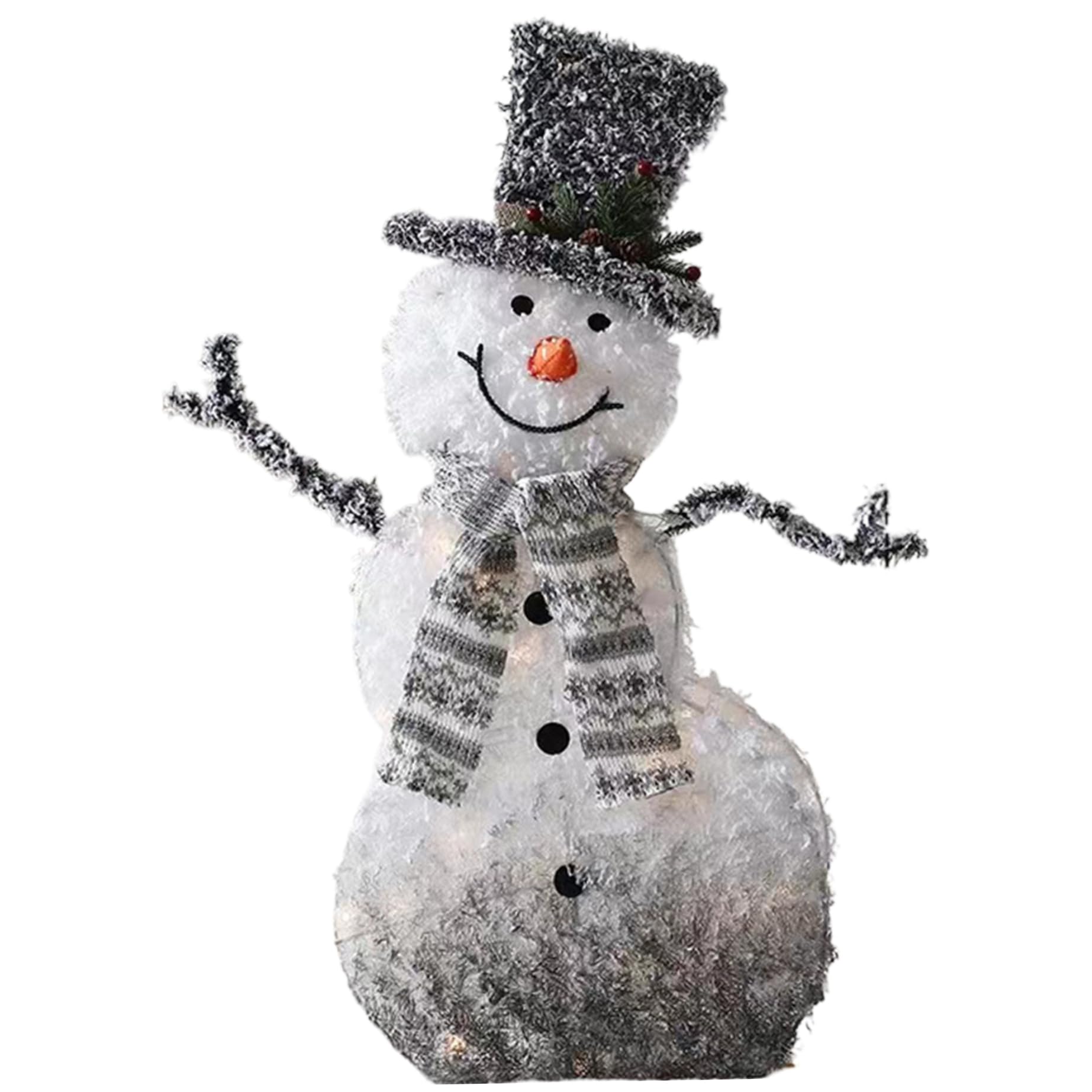 Bonhomme de neige éclairé avec chapeau écharpe et 40 LED