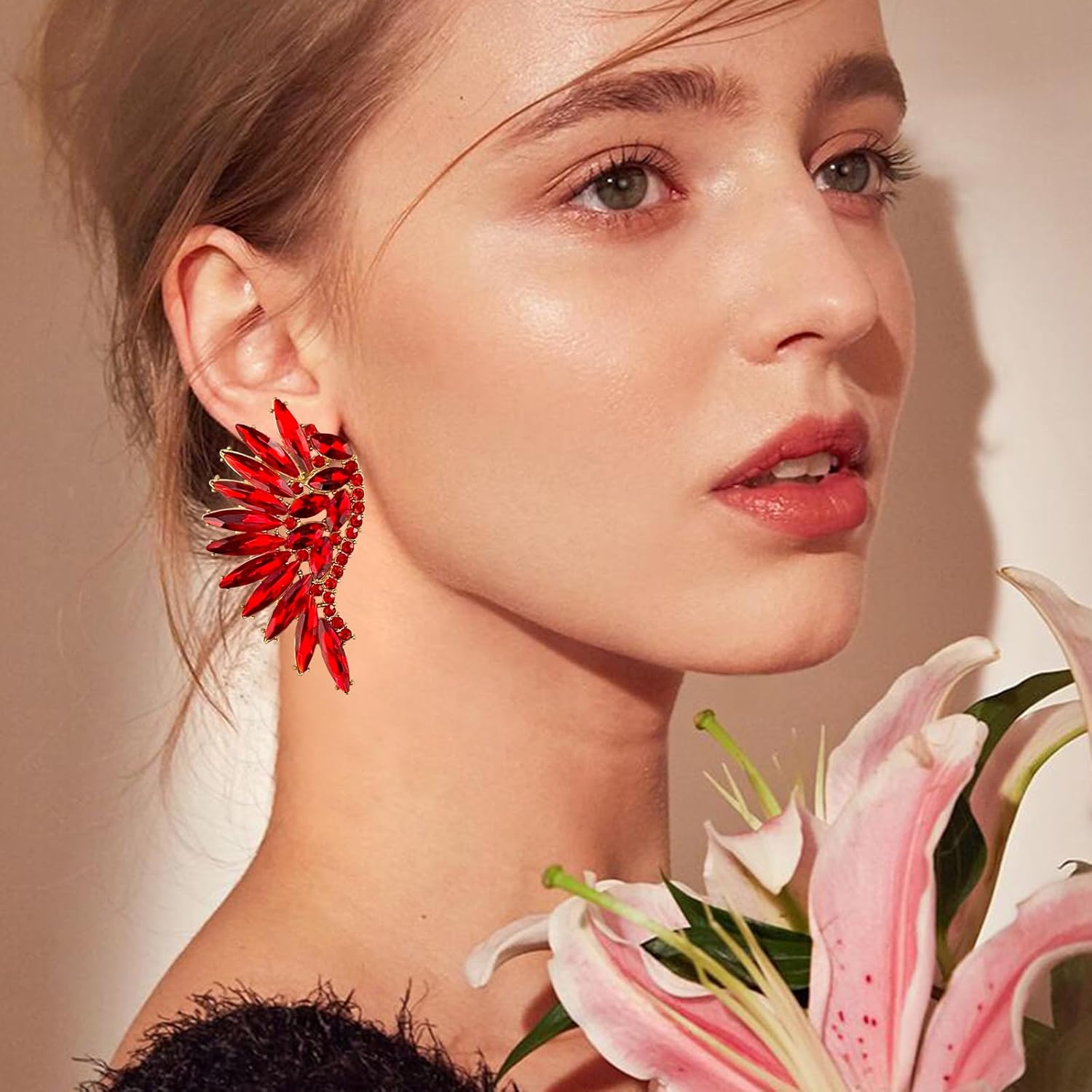 Bohemian Wings Rhinestone Sparkling Crystal Chandelier Stud Earrings for Women Wedding Prom - Image 3