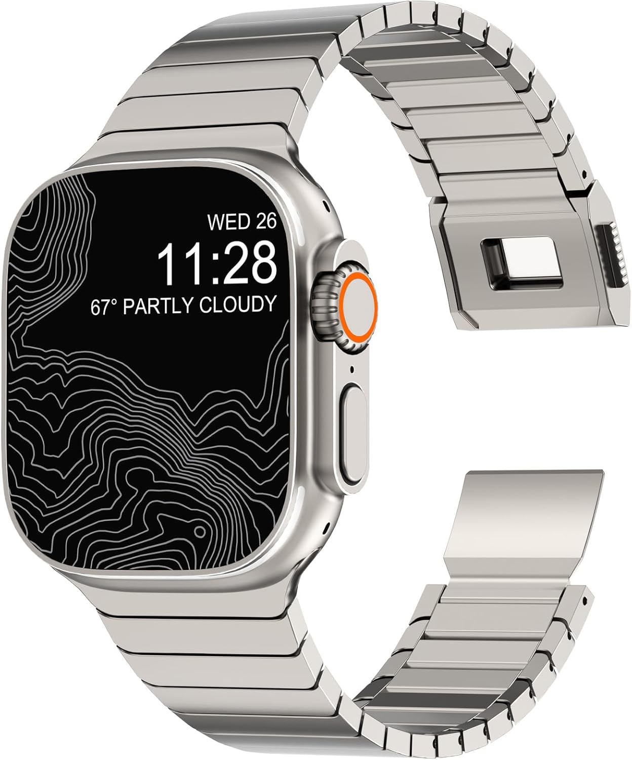 Fullife Titanium Band with Magnetic Clasp Compatible with Apple Watch Band, Lightweight Titanium Metal Strap for Apple Watch Ultra 3/2/1 49mm, Series 11/10 46mm, 9/8/7 45mm, SE3/6/5/4 44mm, 3/2/1 42mm