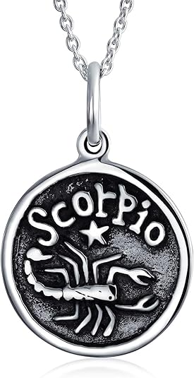 Personalize Astrology Constellation Celestial Horoscope Disc Medallion Pendant Zodiac Necklace For Women Oxidized Sterling Silver