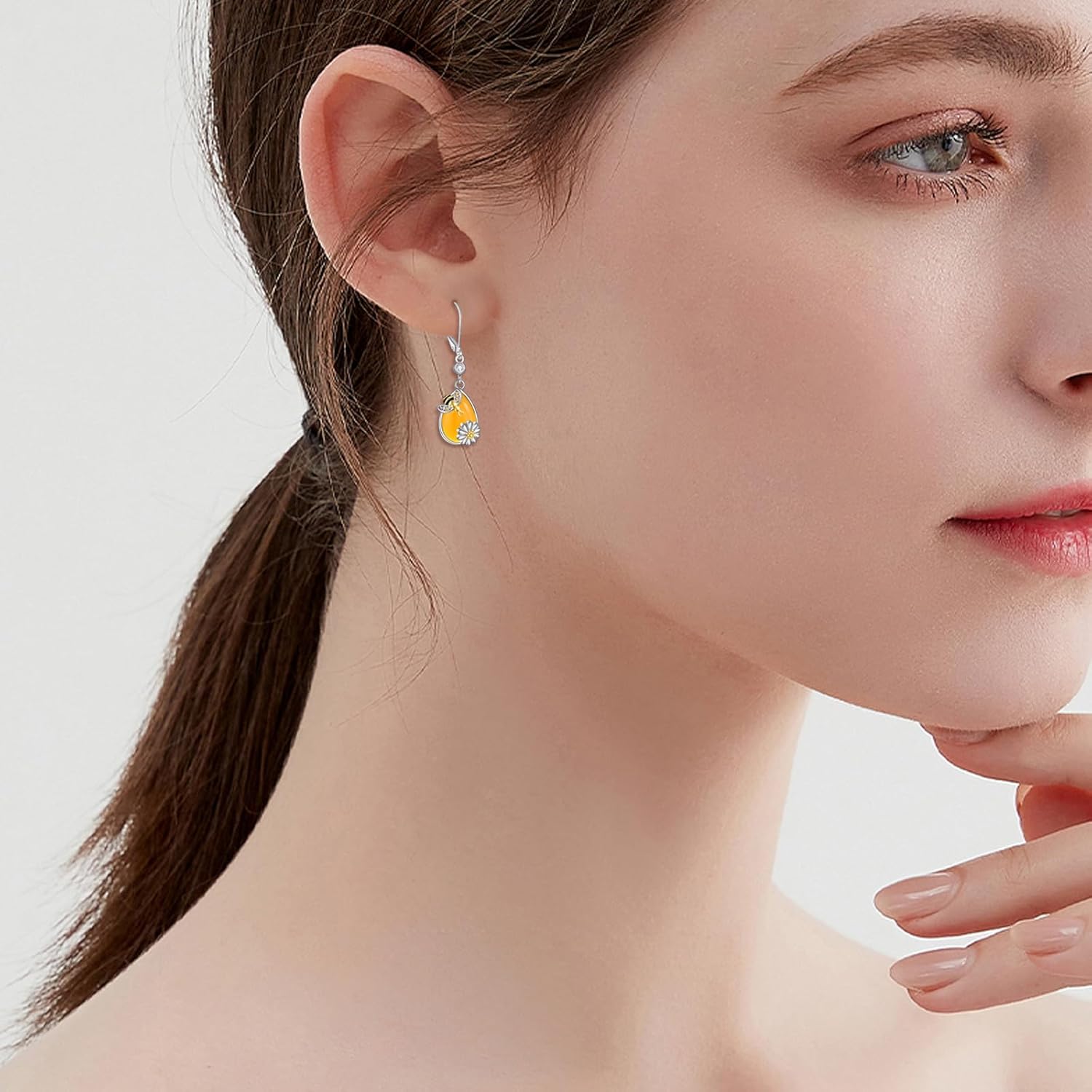 Moonstone/Turquoise/Amber/Phoenix Teardrop Earrings Sterling Silver Dangle Drop Jewelry Gifts for Women - Image 4