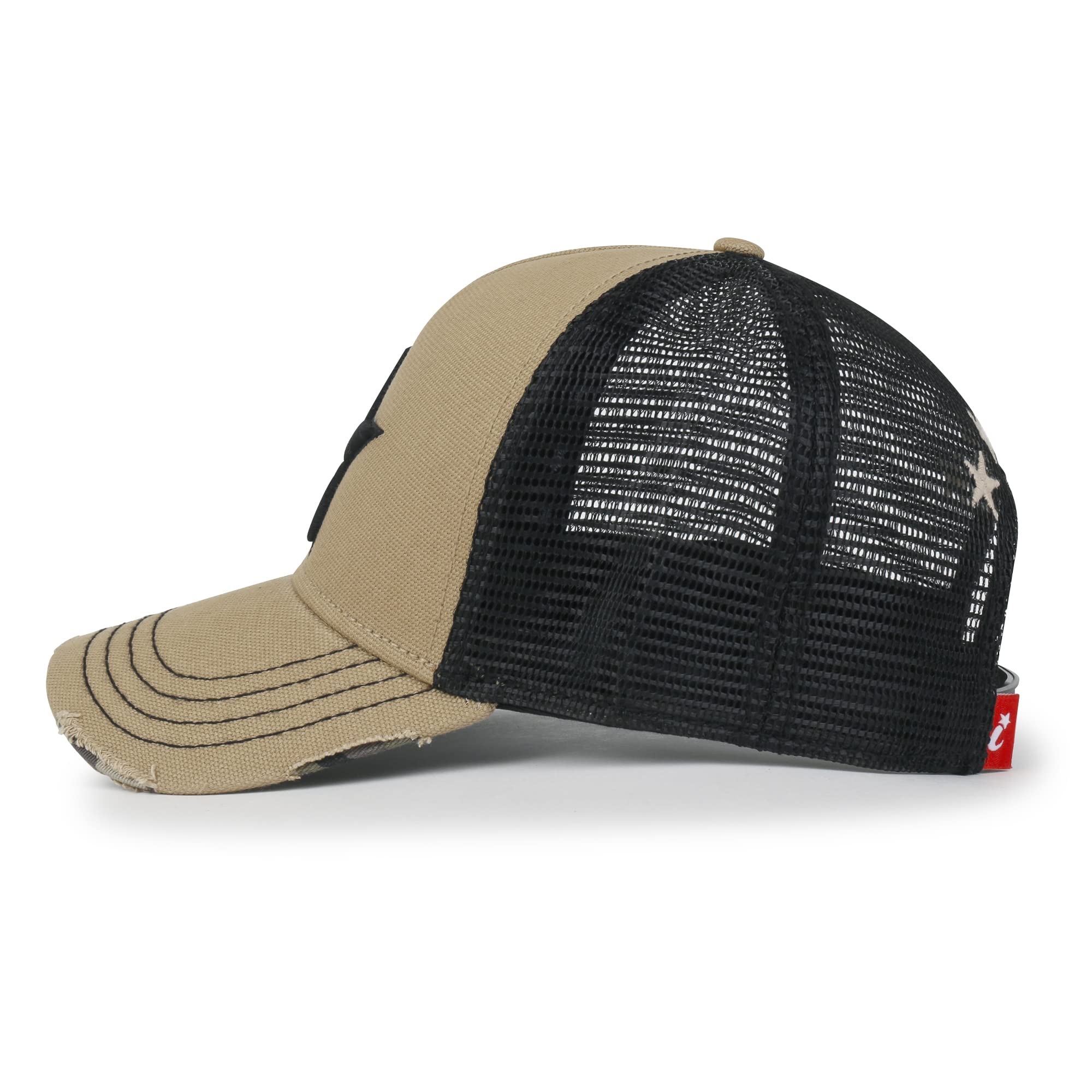 ililily Star Embroidery Black White Trucker Hat Cotton Baseball Cap product thumbnail 4