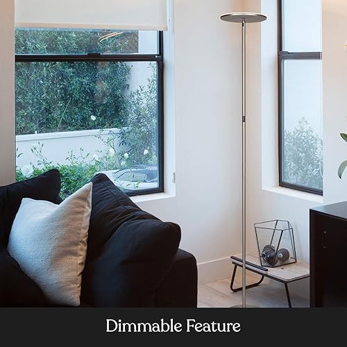 Vista 4 de Brightech - Sky 30 Flux Edition - Lámpara de pie LED Torchiere - LED superbrillante de 30 vatios - Ajuste de la temperatura de color a 3 niveles