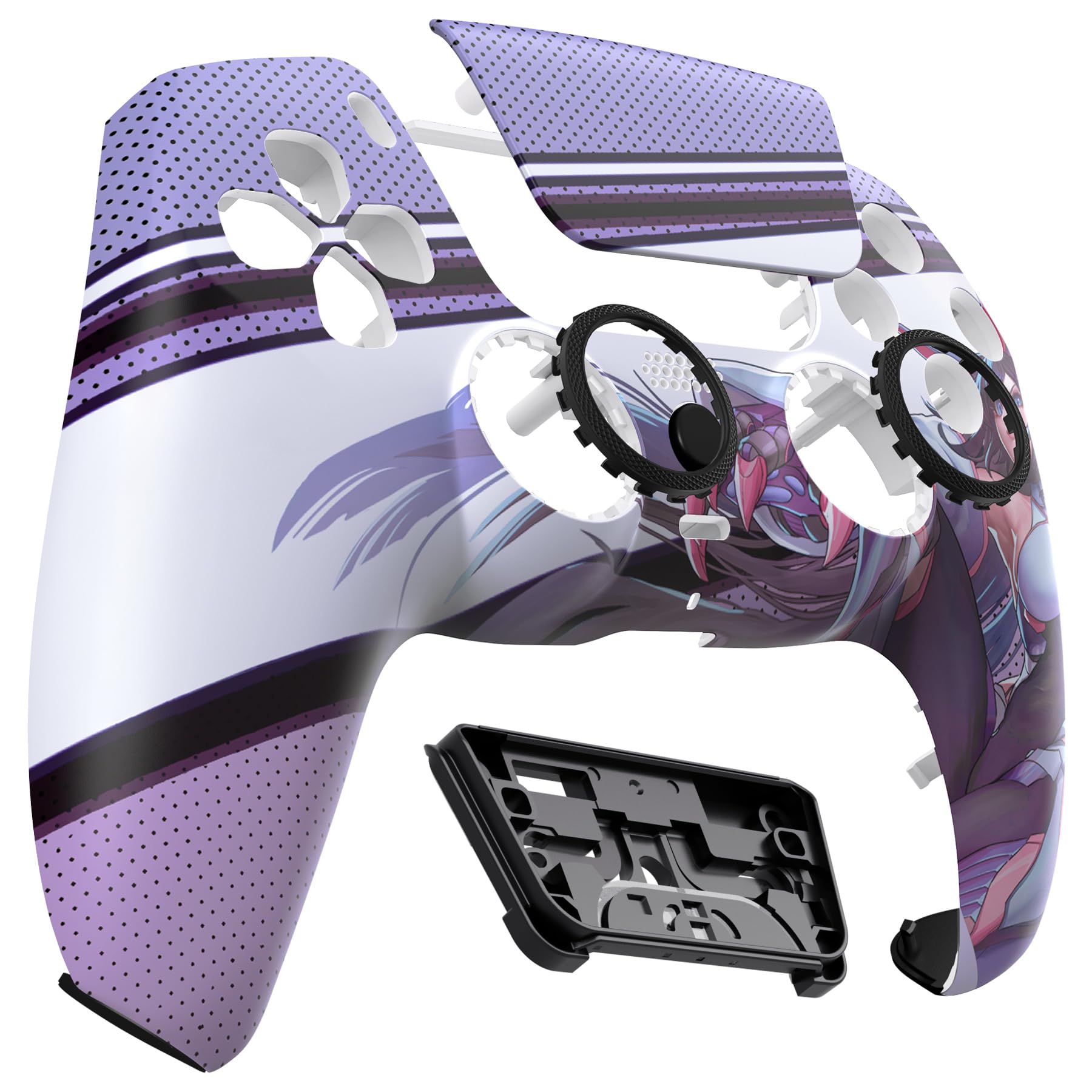 eXtremeRate Luna Cover per ps5 Controller Joystick,Shell Frontale Touchpad Ricambio,Scocca Ridisegnata&Anelli per ps5 Joypad BDM 010/020/030/040/050-Neko Mecha