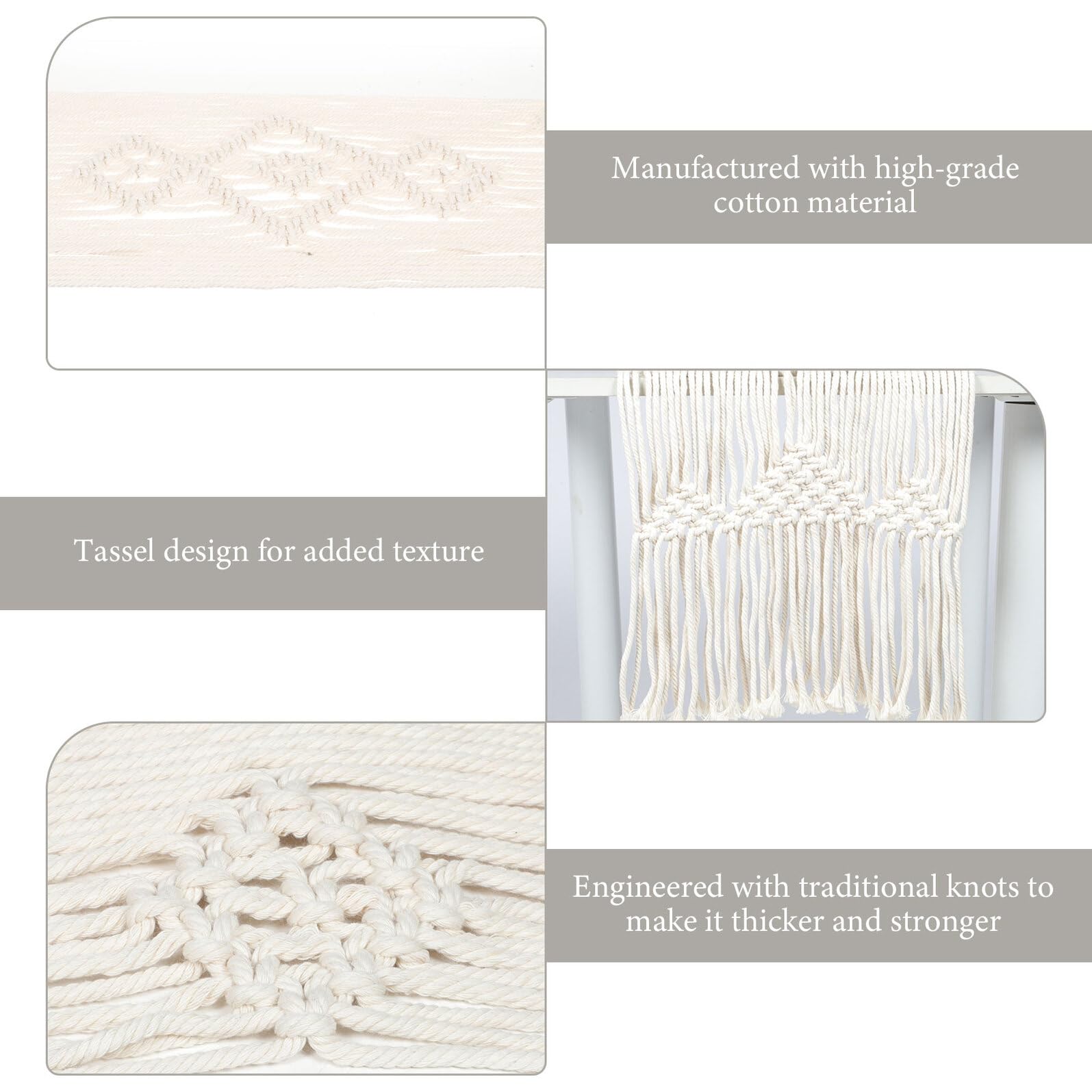 Ipetboom Gewebter Tischläufer aus Baumwolle mit Quasten Nordischer Makramee Stil Waschbare Tischdecke für Esstisch und Heimdekoration in Beige