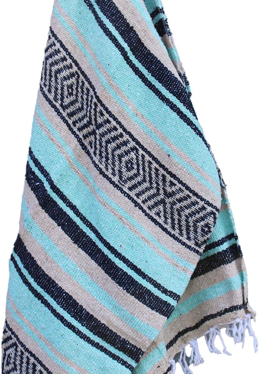 Blue Mexican Falsa Blanket | Beach Yoga Blanket | Perfect for Camping, Beach, Picnic (Sunshine)