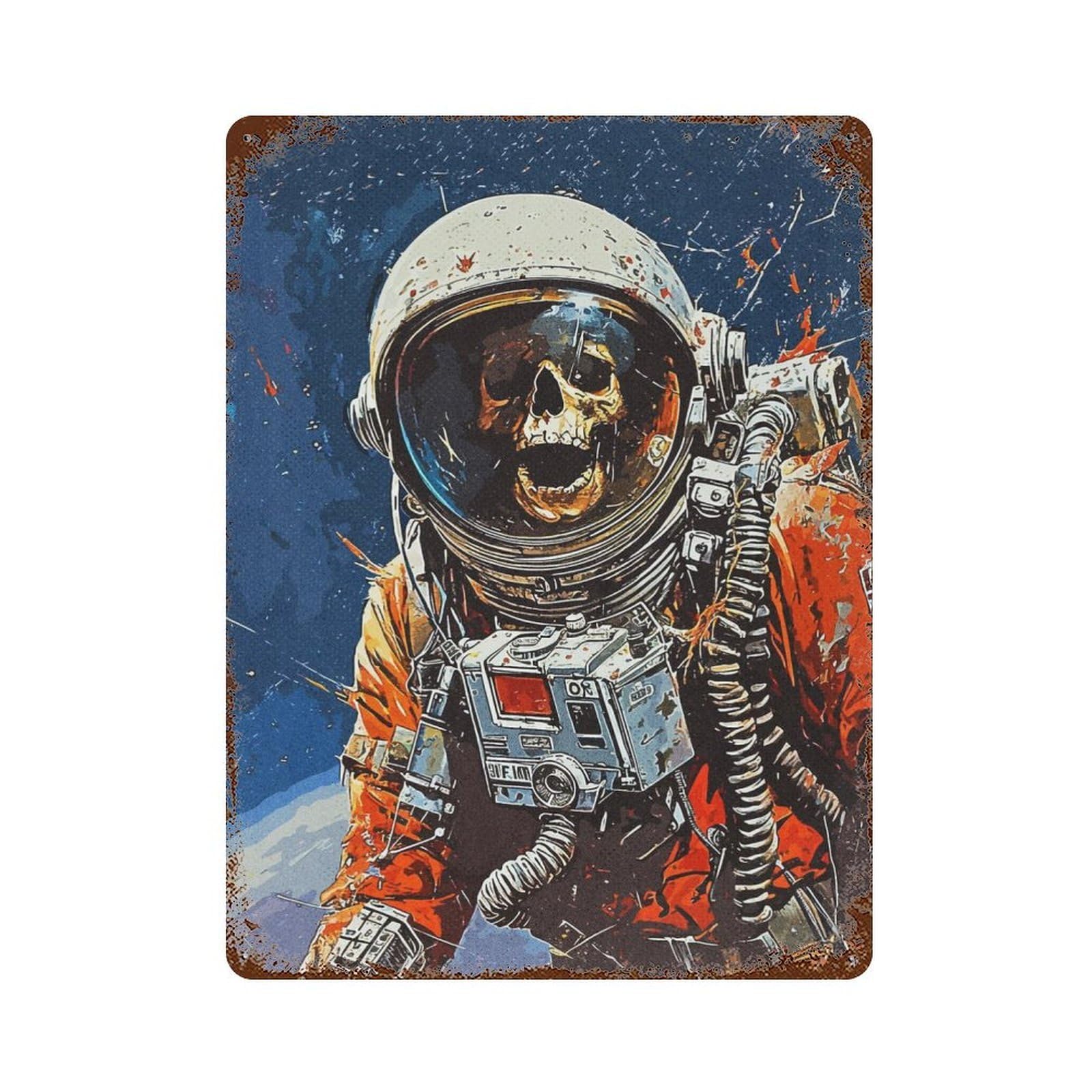 Garage Style Lost Astronaut Weathered Tin Sign 15.7"x11.8", Classic Wall Plaque for Bar And Workshop