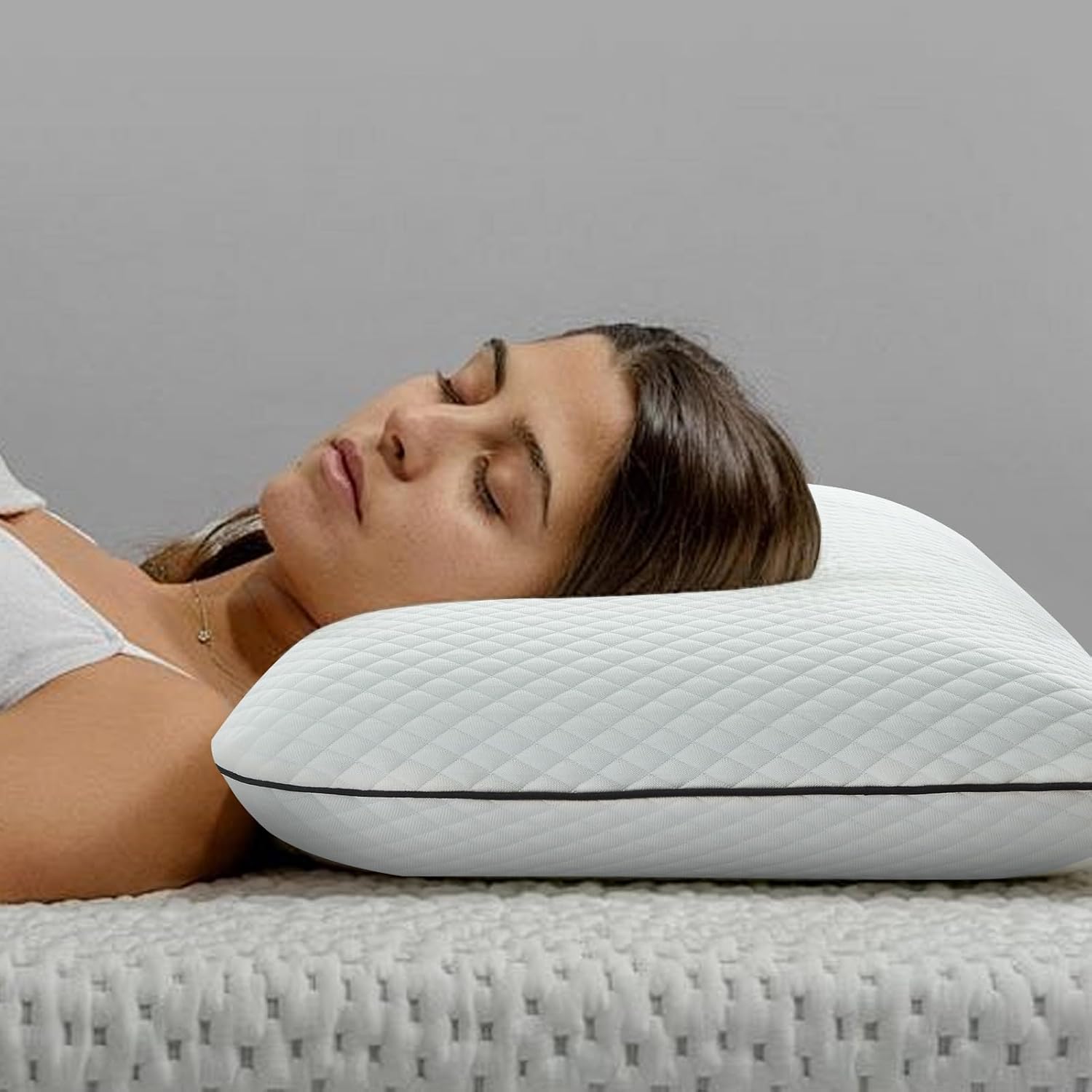 Soft Memory Foam Pillow for Back and Side Sleeper,Ventilated and Breathable Cooling Gel Pillow for Sleeping,Oeko-TEX & CertiPUR-US Double Certification,23.5x14x5 Inches (1 Pack)