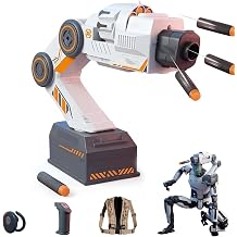 Smart Tracking Mechanical Arm Foam Blaster, Wearable Shoulder Mount, Cool Inductive Robot Arm Tracking Blaster with Dual Control, Cool Inductive Head & Hand Motion TrackingSoft Bullets - Orange