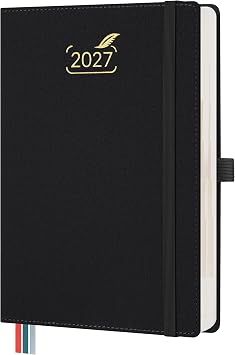 BEZEND Daily Calendar 2027 1 Day 1 Page with 2 Columns A5 21.5 x 15.5 cm