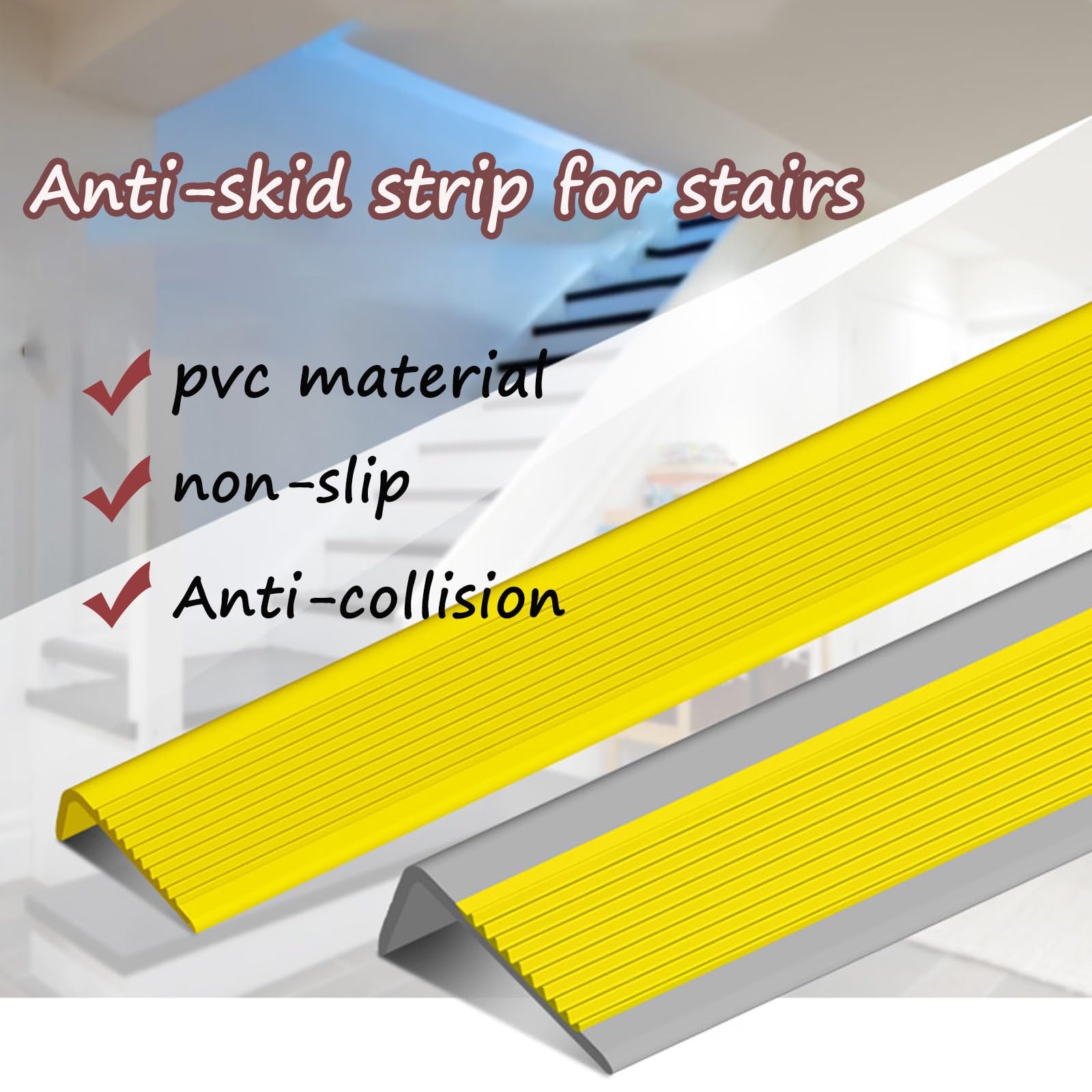Forma De L Tiras Antideslizantes para Peldaños, Peldaños De Escalera De Goma Antideslizantes For Exteriores, Material De Pvc, Adhesivo Y Antideslizante, Apto para Hoteles, Hospitales ( Color : Red , S