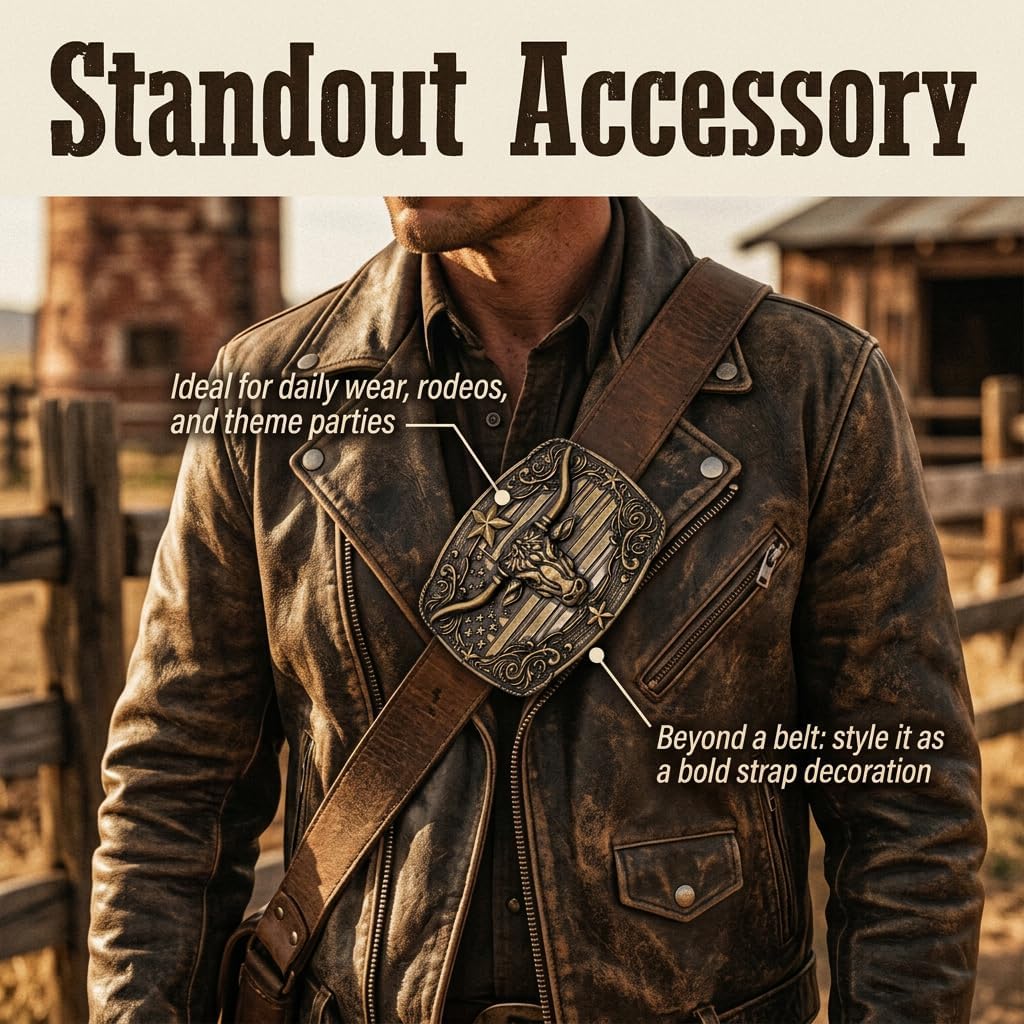 Western Cowboy Belt Buckle for Men, Cowgirl Longhorn Bull Belts Buckles Texas Rodeo Horse Rider for Women, Hebillas Vaqueras Para Hombre Belt Buckle