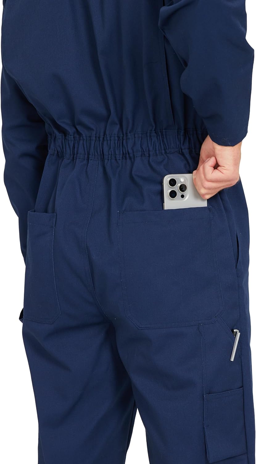 Ubon Long Sleeve Coveralls for Men, Zip Front Cotton Twill Work Coverall, Action Back Jumpsuit with Pockets - Image 8